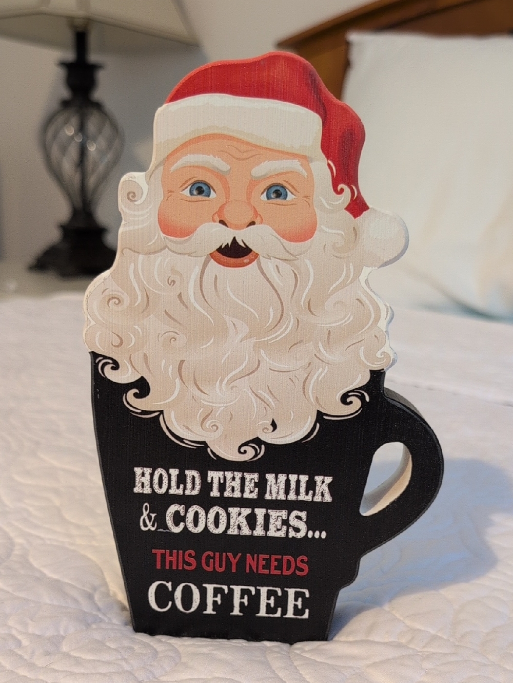 Santa Coffee Sign - Red, White & Black Holiday Décor Accent